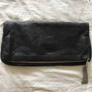 Monika Chiang black leather foldover clutch